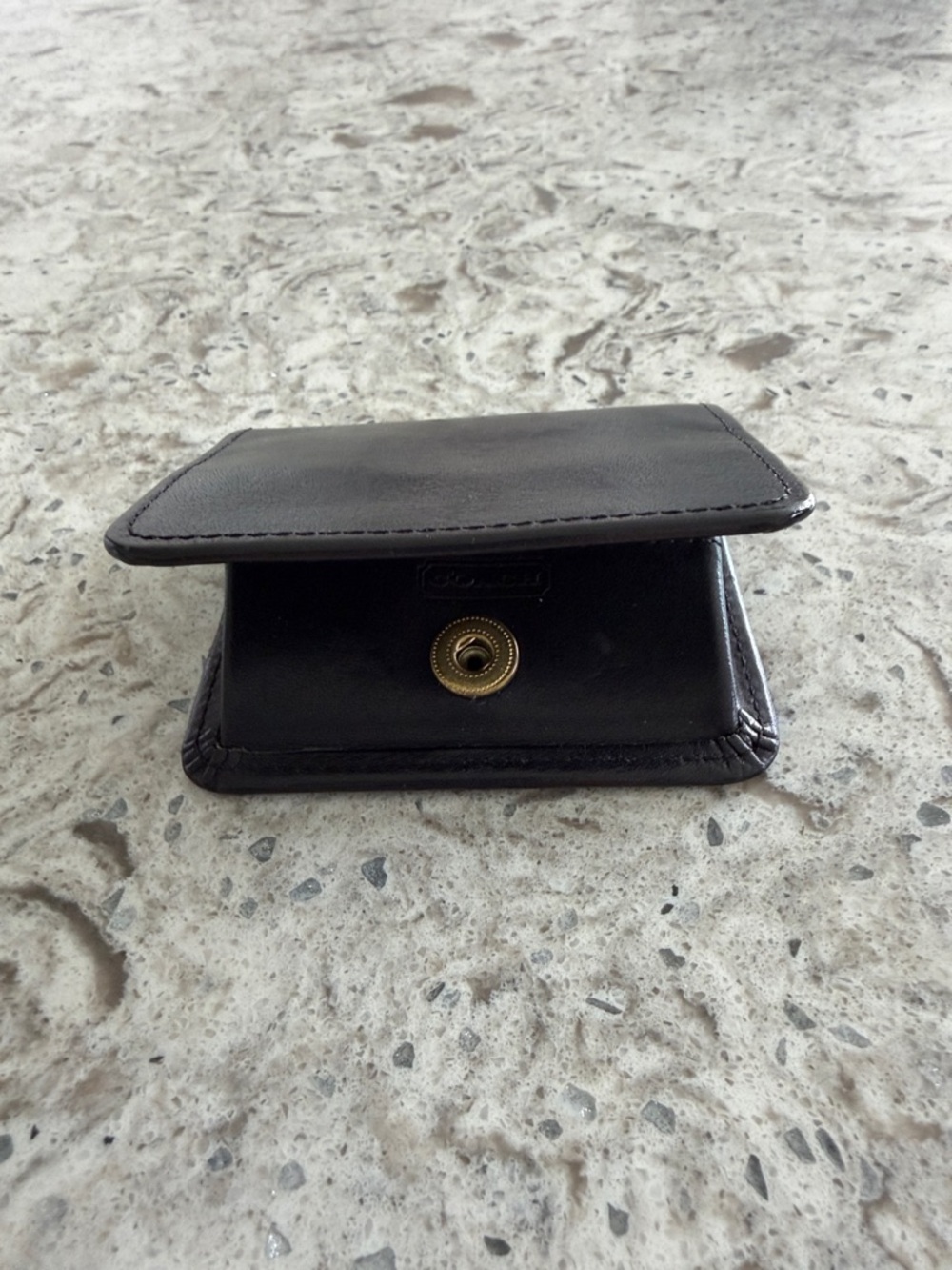 Coach Black Leather Snap Coin Case with Gold Tone Hardware - Picture 2 of 4